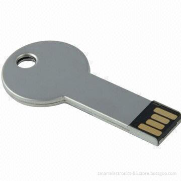 Metal key-shaped USB flash drive, 64MB-128GB capacity